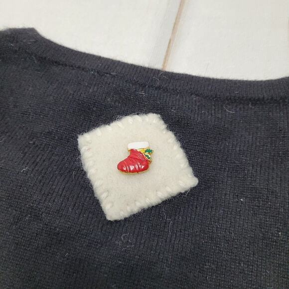 Apostrophe 100% cashmere Christmas holiday cardigan sweater embellishments - Picture 8 of 8